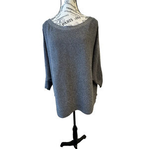 I.N. Studio Woman Top Size 2XL 3/4 Sleeves Drop Shoulder Gray Metallic Sparkly